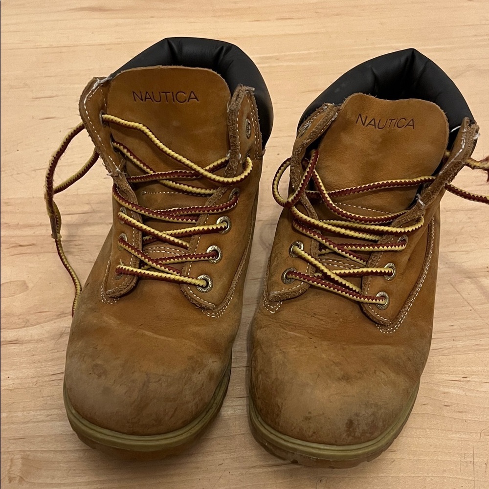Nautica Tan Leather Boot with Yellow Accents